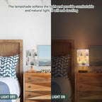 Table Lamp Watercolor Winter Forest Tree Animal Mountain Bear Deer Owl Nightstand Lamp with Wood Base Fabric Lamp Shade Bedside Desk Lamp for Living Room Bedroom Kids Room Office