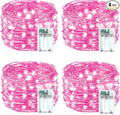 4 Pack 20FT 60LED Fairy Lights Battery Operated, Mother's Day String Light with Timer Waterproof, Battery Twinkle Lights for Girl's Bedroom Wedding Anniversary Decorations (Pink)