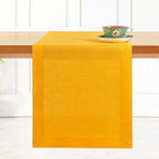 D'Moksha Homes Linen Table Runner 36 Inches - 100% Pure Linen Sunflower Yellow Small Table Runner 14 x 36 Inch for Dresser, Coffee Tables, Fall, Autumn and Halloween-Machine Washable