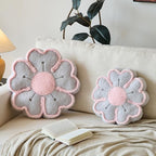 Flower Shaped Decorative Throw Pillow Cushion for Bed Couch, Cute Flower Plush Throw Pillows Home Decor Floor Pillow Seating Cushions (Grey, 13.7 Inches)