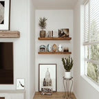 Vivelove Bathroom Floating Shelves for Wall 24 inchs Long, 9.1” Deep x 1.6” Thick Wall Shelves for Bedroom, Living Room, Kitchen, Office, Rustic Farmhouse Shelf Decor with Invisible Bracket, Set of 2