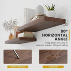 16 Inch Floating Shelves, 9.3" Deep Floating Shelf Wall Mounted, 16" Wall Shelves, Rustic Deep Bookshelf, Large Display Shelves & Storage Shelves for Bedroom, Living Room, Walnut, Set of 2