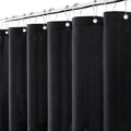 Linen Shower Curtain with 10 Hooks Modern Heavy Duty Washable Fabric Curtain Set Waterproof Thick Cloth Shower Curtains for Bathroom Bathtub Washable, W60*L70, Black