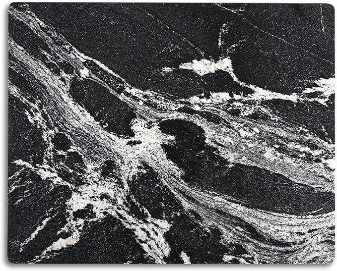 Natural Marble Cutting Board, Marble Pastry Board for Kitchen with Non-Slip Feet, Black with White Vein 16x12x0.7 Inch