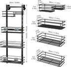 Orimade Over The Door Shower Caddy Adjustable 4 Tier Black,Bathroom Hanging Organizer Shelf Rustproof with 4 Hooks,Shower Basket with Soap Holder and Suction Cup