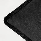 EMEMA Linen Fringe Throw Pillow Covers Set of 2 Boho Farmhouse Accent Decorative Pillowcase with Tassels for Couch Sofa Bed Living Room Home Decor 26x26 Inch,Black