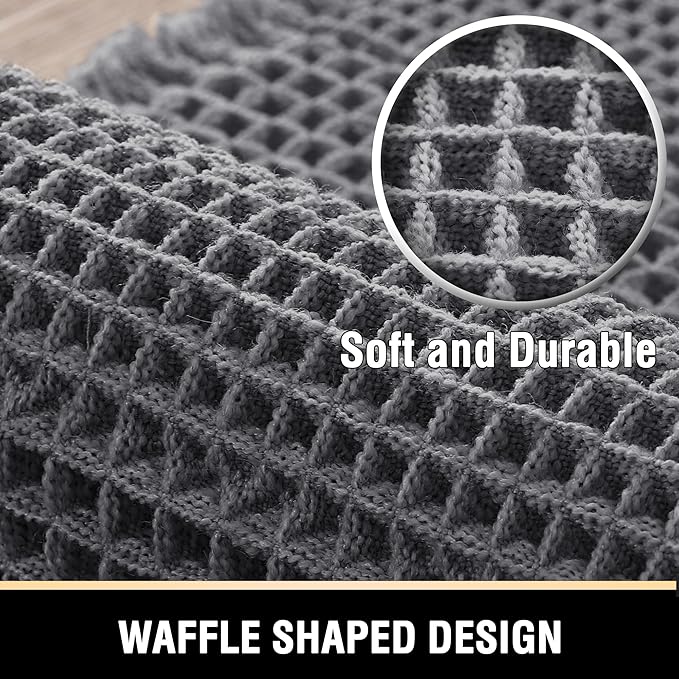 H.VERSAILTEX Waffle Bath Mat Super Absorbent Non Slip Bath Rugs for Beside Tub, 24" x 60", Grey
