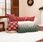 2 Pack Chenille Christmas Pillow Covers 12x20, Red Double-Sided Snowflake & Christmas Tree, Cozy Farmhouse Holiday Cushion Case, Decorative Throw Pillowcase for Sofa Couch Bed(Red,12x20)