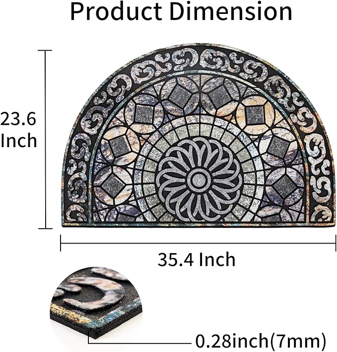 Door Mat Welcome Mat, Heavy Duty Outside Door Mat 23.6 x 35.4 Inch Round Front Door Rug Doormat for Entrance Home Non-Slip Rubber Rug for Front Door, Entryway, Patio (Grey)