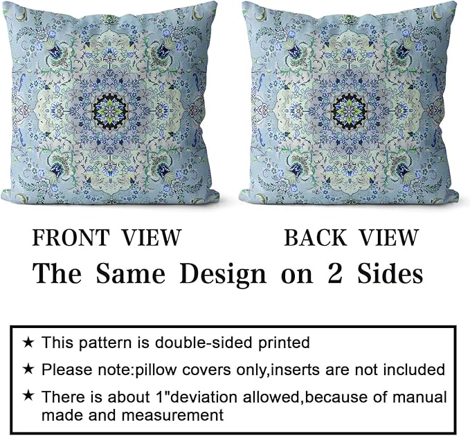 Snycler Boho Throw Pillow Covers 24x24 inch Set of 2 Burnt Blue Terracotta Rust Colored Throw Pillows Boho Home Decor for Bedroom Living Room Couch & Sofa (No Inserts)