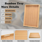 Serving Tray, 13"x8.7"x1.5" Small Bamboo Serving Trays for Party, Coffee Table, Ottoman, Breakfast, Dining, Home Decor, Bathroom, Bar