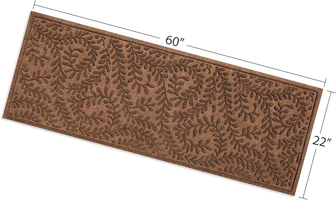 WaterHog Indoor/Outdoor Door Mat, 2' x 5', Made in USA, Durable, Skid-Resistant Front Door Rug, Decorative, Water-Trapping & Heavy-Duty Entryway Floor Mat For Your Home, Boxwood Collection, Dark Brown