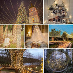 4 Pack 180FT Solar String Lights for Outside, Super Bright 320 LED Solar Christmas Light Outdoor Waterproof with 8 Modes, Green Wire Solar Twinkle Fairy Lights for Xmas Tree Party Yard (Warm White)