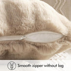 MIULEE Pack of 2 Decorative Pillow Covers Thick Soft Plush Faux Fur Throw Pillows Luxury Home Decor for Couch Bedroom Living Room Sofa,18x18 Inch Khaki