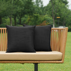NiNi ALL Pack of 2 Decorative Outdoor Waterproof Pillow Covers Square Garden Linen Textured Cushion Sham Throw Pillowcase Set of 2 for Patio Farmhouse Garden Tent Couch 24x24 Inch Black