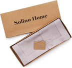 Solino Home Linen Lilac Table Runner 108 Inches Long - 100% Pure Linen 14 x 108 Inch Table Runner for Fall, Autumn, Thanksgiving, Christmas - Classic Hemstitch