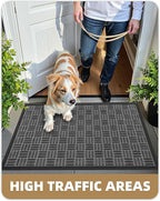 Color&Geometry Large Front Door Mat Outside Entrance, Heavy Duty Non Slip Low Profile Doormat for Entryway, Trap Dirt and Moisture Welcome Mats All-Weather, Easy Clean, Patio, Garage, 48"x72" Grey