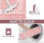 Pink Bathroom Rugs 24x47, Non Slip Washable Bath Mats,Super Soft Microfiber Bathroom Runner, Plush Fluffy Absorbent Bath Rugs for Sink Tub Basin Shower Floor