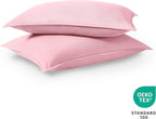 Bare Home Standard Pillow Sham Covers - Set of 2 - Premium 1800 Ultra-Soft Microfiber - Double Brushed - Bed Pillow Shams - Pillows Not Included (Set of 2, Light Pink)