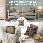 Charlotte Home Furnishings Decorative Pillow Covers for Couch 19x19 in, Tapestry Throw Pillow Cover for Living Room Bed Decor, Stag French Country Sofa Cushion Cases, Soft Cotton Jacquard Woven