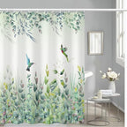 Green Leaf Shower Curtain - 72"W x 78"L with 12 Hooks, Weighted Hem, Waterproof, Sage Green