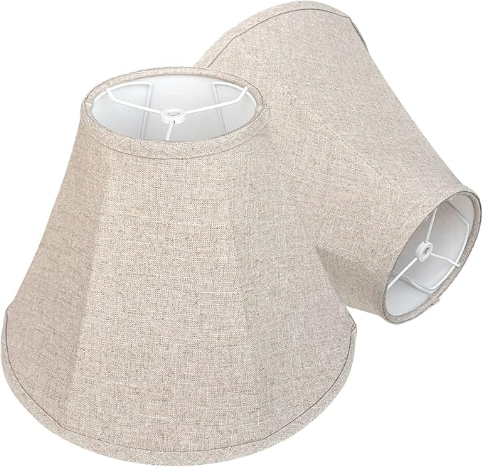 TOOTOO STAR Bell Lamp Shade Set of 2, Linen Lampshade for Floor Light and Table Lamp 6x14x10 inch, DIY Fabric Natural Linen Hand Crafted, Spider (Assembly Required)