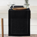 D'Moksha Homes Linen Black Table Runner 90 Inches Long - Classic Hemstitch 100% Pure Linen Dining Table Runner 14 x 90 Inch for Fall, Autumn and Halloween