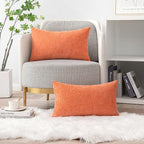 MIULEE Pack of 2 Couch Throw Pillow Covers 12x20 Inch Soft Coral Red Chenille Pillow Covers for Sofa Living Room Solid Dyed Pillow Cases