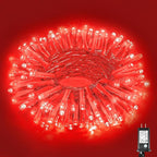 Vivideal 100 LED Red Christmas Lights Outdoor, 33ft Red String Lights 8 Modes Clear Wire, Connectable Waterproof Plug in Pink Led Light for Bedroom Indoor Outdoor Christmas Decorations