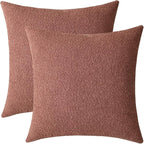 Jeneoo Dusty Rose Decorative Square Thick Throw Pillow Covers Fine Textured Boucle Couch Cushion Case for Sofa Decor, Set of 2, 18 x 18 Inch
