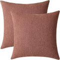 Jeneoo Dusty Rose Decorative Square Thick Throw Pillow Covers Fine Textured Boucle Couch Cushion Case for Sofa Decor, Set of 2, 16 x 16 Inch