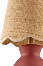 BoutiqueRugs Liliac Boho Ceramic and Jute Bedside Table Lamp for Bedroom Nightstand - End Side Lighting for Living Room - Shade Rattan - Brown, Beige - 15" H