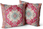 Snycler Boho Throw Pillow Covers 20x20 inch Set of 2 Boho Rug Carpet Double Sided Pattern Cotton Soft Pillow Case Cushion Cover Pillowcase for Couch Sofa Bed Decorative (Red)