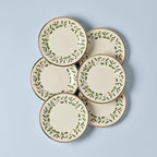 Lenox Holiday 6-Piece Salad Plates Dinnerware Set, Service For 6, Porcelain, Dishwasher Safe, Round Plates Set, Ivory Red & Green, Perfect for Gatherings, Hosting, Christmas Dinnerware (Ivory 6 Piece)