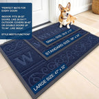 OLANLY Welcome Door Mat Indoor Outdoor Entrance, Heavy Duty Sturdy Front Door Mat, Waterproof All-Weather Doormat, Stain Resistant, Low Profile, Easy Clean Patio Entryway Mat, 36 x 24, Navy