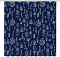 Navy Blue Floral Shower Curtain Rustic Flower Farmhouse Plant Cute Leaves Retro Botanical Vintage Bathroom Curtain Set with Hooks(108" Wx70 H)