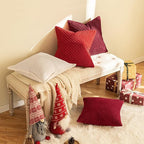 MIULEE Winter Pack of 2 Corduroy Soft Soild Decorative Square Christmas Throw Pillow Covers Cushion Cases Pillow Cases for Couch Sofa Bedroom Car 20 x 20 Inch 50 x 50 Cm Burgundy