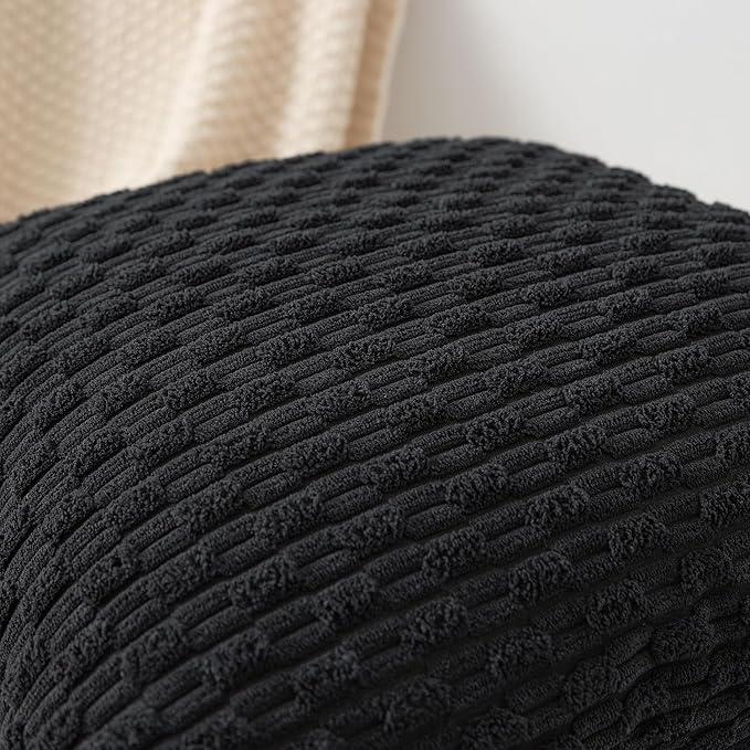 Kevin Textile Pack of 2 Corduroy Decorative Throw Pillow Covers 24x24 Inch Soft Boho Striped Pillow Covers Modern Farmhouse Home Decor for Spring Sofa Living Room Couch Bed Black