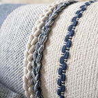 Boho Lumbar Pillow Covers 14x36 Inch Long, Navy Blue Textured Decorative Couch Pillow Cases for Farmhouse Home Decor, Accent Cushion Cover for Sofa, Bed, Living Room, Bedroom, Pack of 1