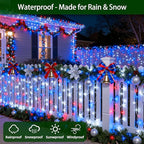 1500 LED Chrstmas Lights, 470ft Outdoor Christmas String Lights with 12 Modes, Red White and Blue LED String Lights with Timer Dimmable Waterproof for Tree Fence Garden Xmas Wedding Party Decor