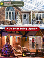C6 Solar Christmas Lights Outdoor, 50 LED 23FT Christmas Decorations Outdoor Waterproof, Solar String Lights for Outside with 8 Modes, Fairy Twinkle Light for Tree Party Garden Xmas Decor (Multicolor)