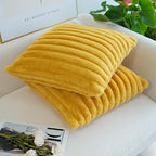 JOJUSIS Pack of 2 Faux Fur Plush Decorative Throw Pillow Covers Couch Cushion Case Soft Pillowcases (Mustard Yellow, 24 x 24-Inch)