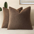 Foindtower Pack of 2, Curly Faux Fur Decorative Throw Pillow Covers Soft Fuzzy Plush Cushion Case with Zipper Cozy Pillowcase for Home Living Room Couch Bed Sofa 22 x 22 Inch,Dark Brown