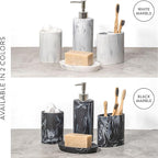ZCCZ Bathroom Accessory Set, 4 Pcs Marble Look Bathroom Vanity Countertop Bathroom Décor Sets Accessories with Soap Dispenser, Toothbrush Holder Set, Tumbler, Soap Dish
