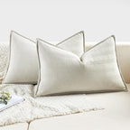 MIULEE Pack of 2 Christmas Cream White Decorative Lumbar Pillow Covers 12x20 Inch Soft Chenille Luxurious Couch Throw Pillows Farmhouse Cushion Covers with Elegant Design for Sofa Bed Home Decor