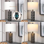 Vintage Lamp for Living Room Set of 2,Rustic Retro Bedside Nightstand Lamps with 2 USB Ports & AC Outlet,Touch Control Industrial Desk Lamp for Bedroom Entryway,Black with Bronze Bruch