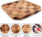Wood Serving Trays - Set of 2 Square Serving Platters, Wooden Decorative Board Charcuterie Boards for Serving Breakfast Dinner Appetizers Coffee BBQ Party (1 x 9.6 in, 1 x 7.8 in)