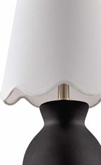 BoutiqueRugs Liliac Boho Ceramic Bedside Table Lamp for Bedroom Nightstand - End Side Lighting for Living Room - Shade Cotton - White, Black - 15" H