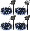 4Pack Solar String Lights for Outside, 400 LED Solar Christmas Lights Outdoor Waterproof with 8 Modes Solar Fairy Lights for Xmas Tree Party Wedding Garden Fence Decorations (White)