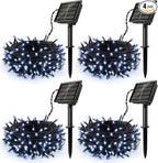 4Pack Solar String Lights for Outside, 400 LED Solar Christmas Lights Outdoor Waterproof with 8 Modes Solar Fairy Lights for Xmas Tree Party Wedding Garden Fence Decorations (White)
